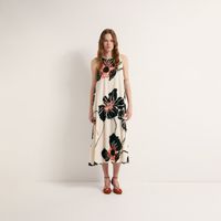 Vestido Mujer Sfera Evasé Estampado Naranja