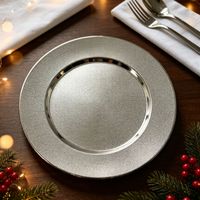 Plato De Sitio Puntos Plateado 33Cm