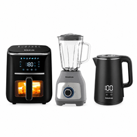 Tricombo Taurus Freidora de aire 5L + Hervidor eléctrico Digital 1.8L + Licuadora Premium 1.5L
