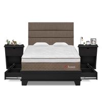 Dormitorio Boreal 4 Cajones 2 Plazas Laqueado + Velador Bari