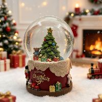 Bola De Nieve Osito Árbol C/Musica 10 Cm