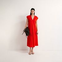 Vestido Mujer Sfera Topo Volante Rojo