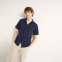 Camisa Hombre Sfera Manga Corta Wrinkled Marino