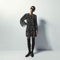 Vestido Mujer Sfera Plisado Corto Negro