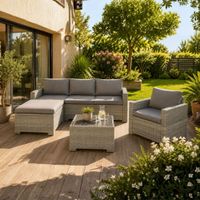 Set de Terraza Marbella Sofá Esquinero + 1 Butaca + Mesa