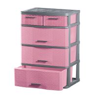 Cómoda Comodina Mimbre # 4 Gris Rosado Polinplast