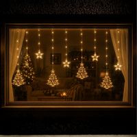 Cortina de Luces LED 3m Estrellas y Árboles