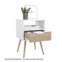 Velador 1 Cajón Otom Blanco y Rovere 63x40x35 Tuhome
