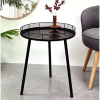 Mesa Auxiliar Bandeja Redonda Metal Negr 40x45cm Ideal Furniture