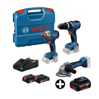 COMBO Bosch: Taladro Gsb 18v-65 + Atornillador Gdx 18v-285 + Amoladora Gws 18v-8 + Batería Gba 18v 4.0ah