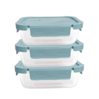Taper De Vidrio 1040ml Hermético y Práctico 3 Unidades Celeste