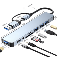 Hub USB Tipo C 8 en 2 con Puerto de Audio de 3.5mm, Lector de Tarjetas Micro SD