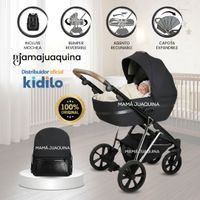Coche Moisés Travel System KIDILO «DAKIT» con Mochila Pañalera Negro