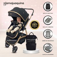 Coche Moisés Travel System «SPEED PRINCE MINUS» con Mochila Pañalera Negro