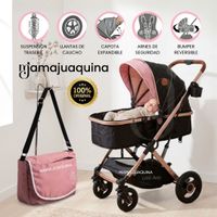 Coche Moisés Travel System «KEN STAR» Edición Especial con Bolsa Pañalera Rosado
