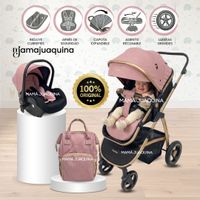 Coche Moisés Travel System «SPEED PRINCE PLUS» con Mochila Pañalera & Portabebé Rosado