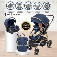Coche Moisés Travel System «SPEED PRINCE PLUS» con Mochila Pañalera & Portabebé Azul