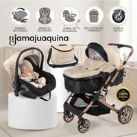 Coche Moisés Travel System «ORION PLUS» Función Maleta con Porta Bebé y Pañalera Beige