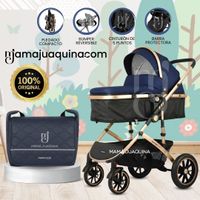 Coche Moisés de Lujo «NEW ORLEANS» con Bolso Pañalero Azul