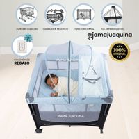Cuna Corral Mecedora «YONAGUNI» Azul con Colchón