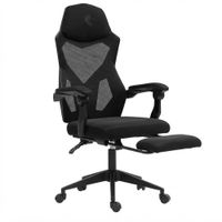 Silla Gamer Ergonómica Dreizt Mesh XL Negro Con Posapies Reclinable