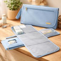 Almohada De Bebé Y Cambiador Acolchado Portátil - Celeste