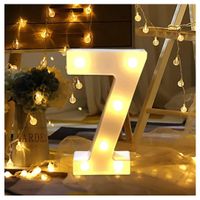 Números Acrílico Blanco Con Luces Led A Pilas Cumpleaños Número 7