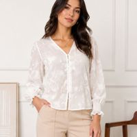 Blusa Moderna para Mujer con Corte Cómodo y Refinado -Hueso, Talla XL