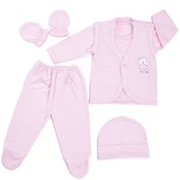 Pack 2 Ajuar conjunto de bebe 5 piezas algodón pima (niña)