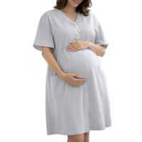 Bata Materna de Lactancia con Botones Frontales Funcional talla xl gris