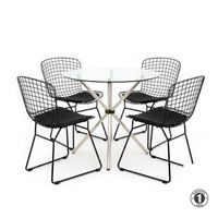 Juego De Comedor Deco Negro 4 Asientos Ofideas