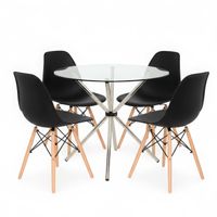 Juego De Comedor Lumina Negro 4 Asientos Ofideas