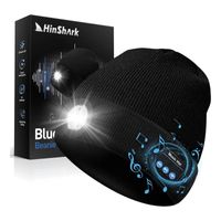Gorro reproductor de musica con linterna Negro
