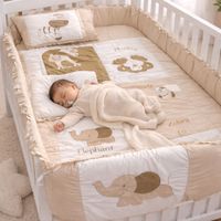 Set De Cuna Para Bebé Beige 5 Piezas – Suave
