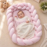 Nido Colecho Trenzado Para Bebés Con Almohada - Rosado
