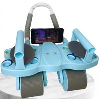 RODILLO ABDOMINAL 3 EN 1 DE 4 RUEDAS 4 CODERAS + TABLERO DE FLEXIONES COLOR CELESTE - copy