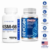 Combo Evogen Omega 3 Fish Oil 3000mg 90 Cápsulas EPA 1200mg DHA 900mg + Ashwagandha KSM-66 600mg 60