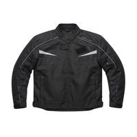 Casaca Impermeable para Motociclista Sin Forro Negro con Protecciones, Cintas Reflectivas y Ajustes