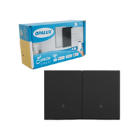 Interruptor Inteligente Tactil WiFi Doble Negro Compatible con Alexa, Google Assistant, Siri y App S