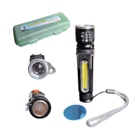 Linterna y Lampara de Mano 300 metros de alcance 5 funciones LED + COB Lateral Base Magnetica y corr