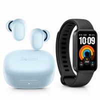 Combo Xiaomi Audífonos Redmi Buds 6 Play Celeste + Smart Band 11 Active Negro