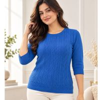 chompa acanalada de cashmere de hilo 3/4 - standar - Azul