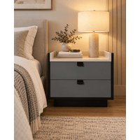 Velador Moderno Manuel 2 Cajones Negro/Taupe/Plomo TU MESITA