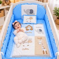 Set de Cuna para Bebé 5 Piezas – Suave color Celeste