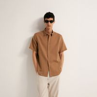 Camisa Hombre Sfera Mc Lino Camel