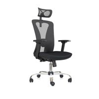 Silla Ergonómica Versalles Presidente Brazos 3D Cromado Negro Ofideas