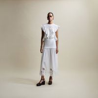 Falda Troquelada Mujer Sfera Combinada Blanco