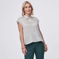 Blusa Mujer Lisa Zafin Manga Corta