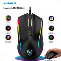 Mouse Gamer LED RGB Alámbrico 12800DPI Micronics Legend 8