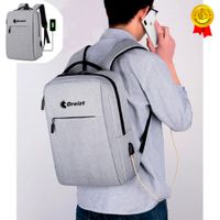 Mochila Antirrobo Laptop 15.6"" Impermeable Puerto USB Carga Nylon Dreizt Gris